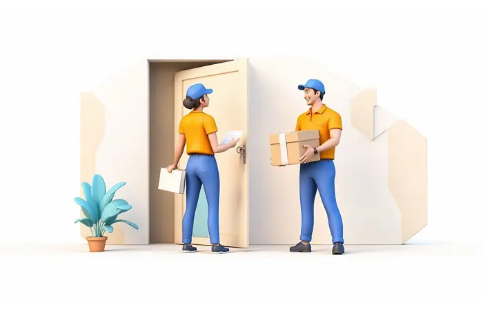 Home Delivery Services 3D Character Design Illustration image